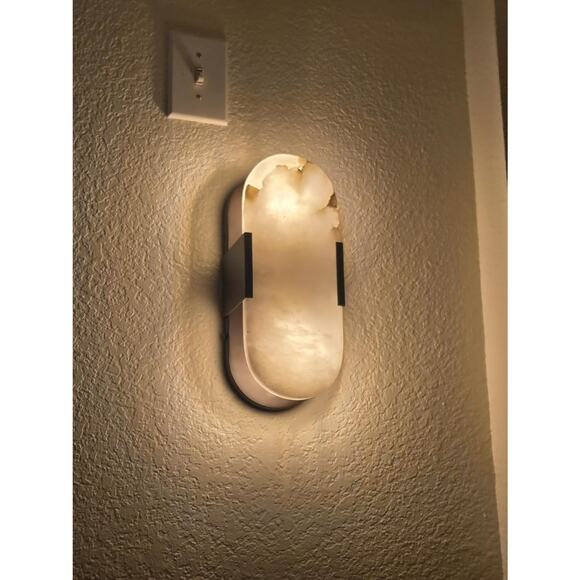 Doraimi Lighting 2 Pack 2 Light 12" Natural Oval Alabaster Marble Bathroom Wall - Picture 5 of 6